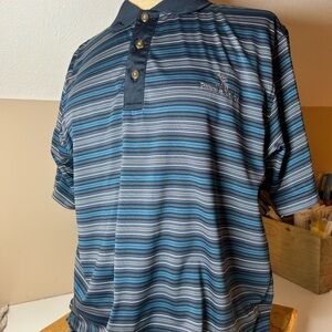 Men's Blue Striped Polo Shirt pebble beach. SKU170
